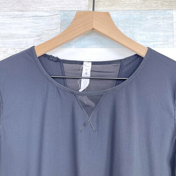 CRZ YOGA Split Back Mesh Athletic Tee Black Workout Gym Activewear Womens 0 2 - Picture 2 of 7